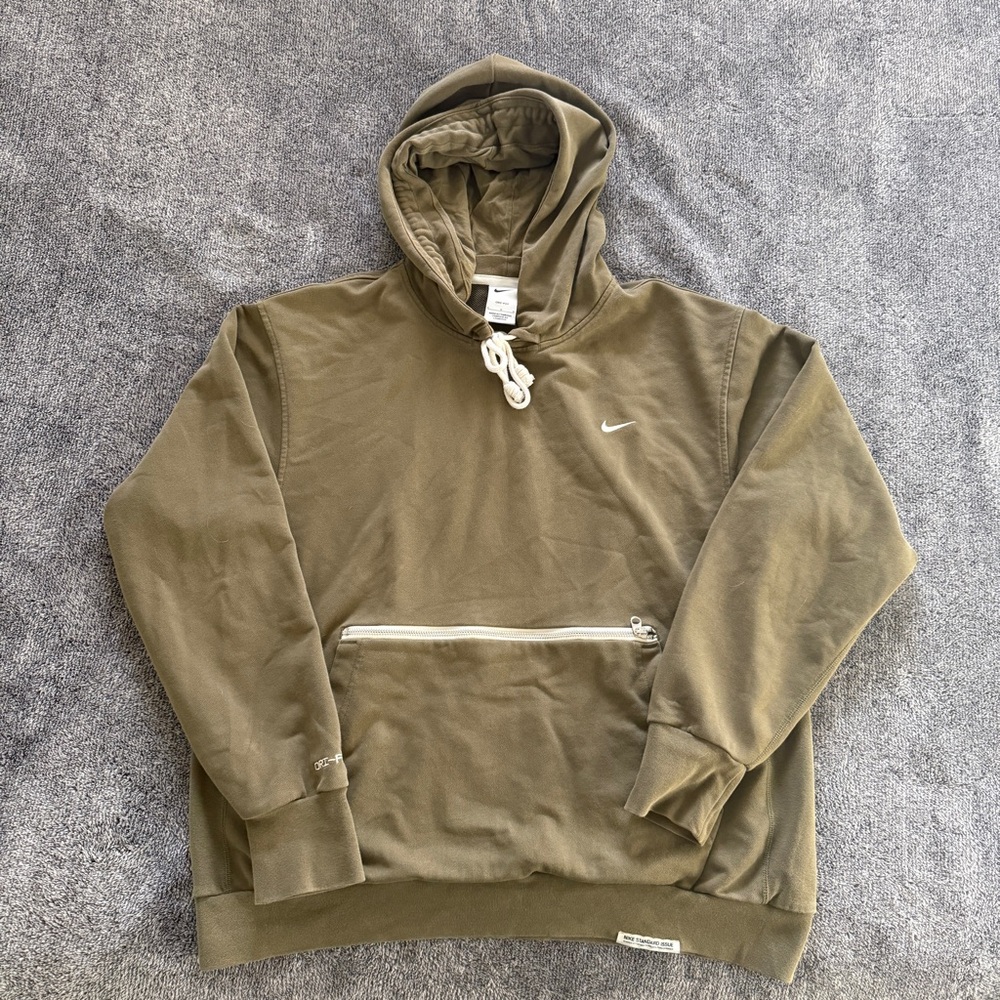 Nike Dri-FIT pullover hoodie in an olive/khaki tone